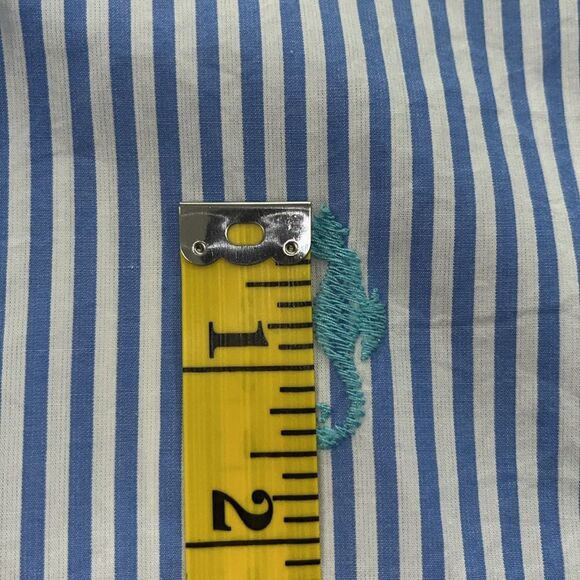 Crown & Ivy Size L Petite Blouse Blue White Stripe Seahorses Gateway To Bali - Picture 12 of 12